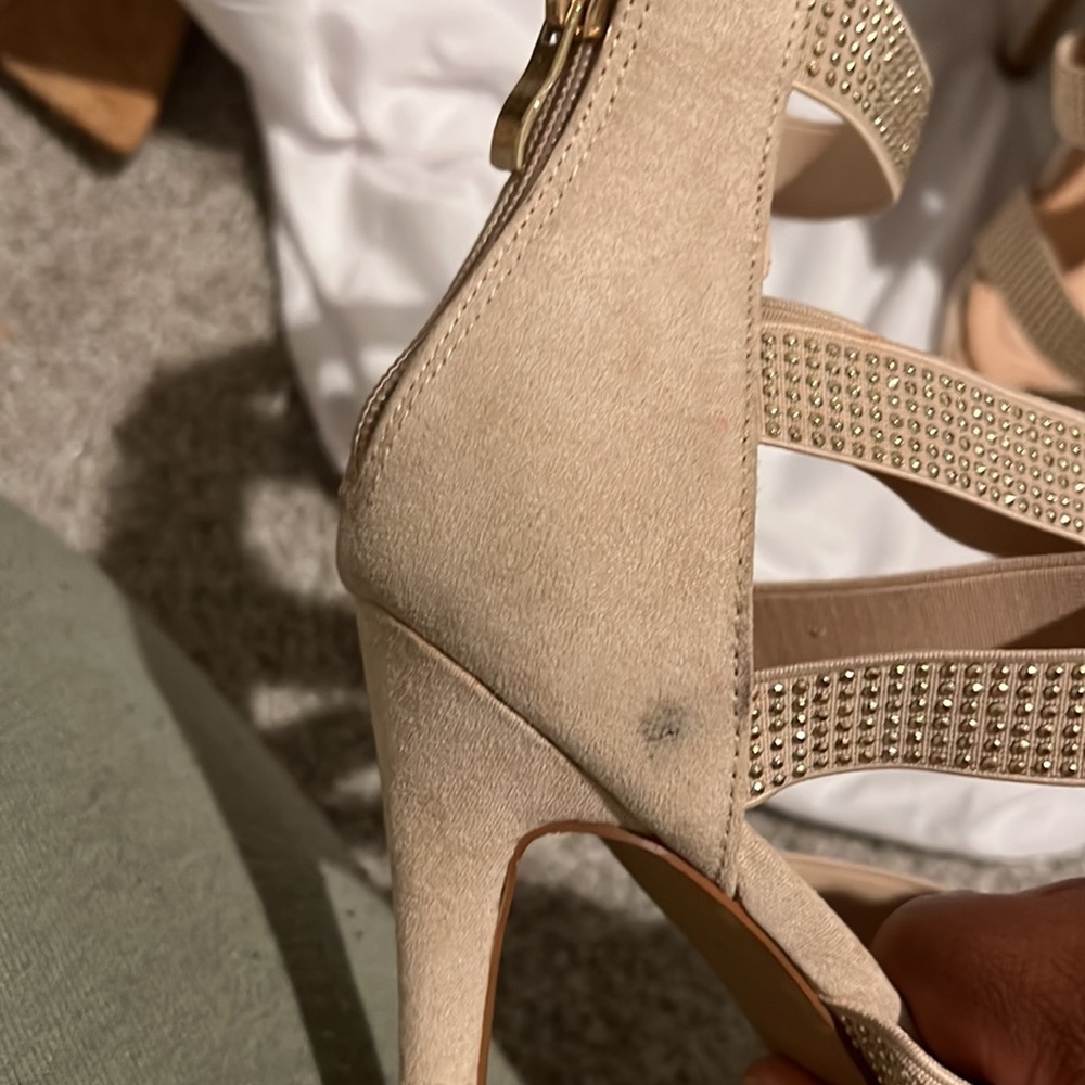 Liliana rhinestone nude sandal heels - Picture 3 of 7